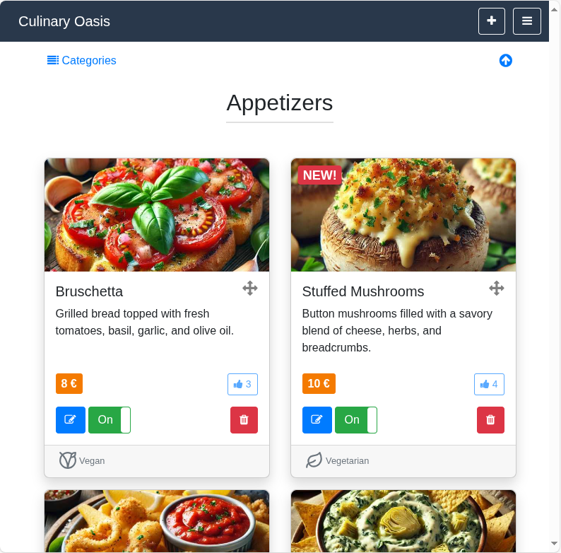 Owner menu view