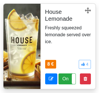 Menu item card with image on the left