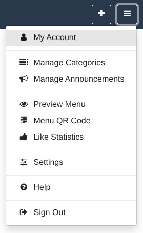 ‘Options & settings’ menu - My Account