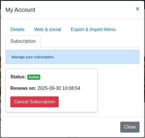 Subscription information Subscription information