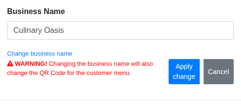 Change business name Change business name
