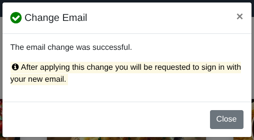 Change email - Success Change email - Success