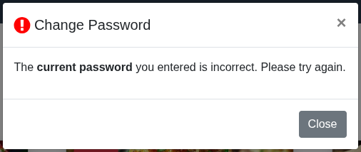 Change password - error Change password - error