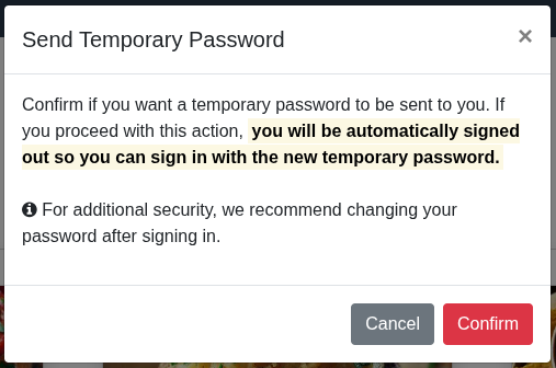 'Forgot Password' window ‘Forgot Password’ window