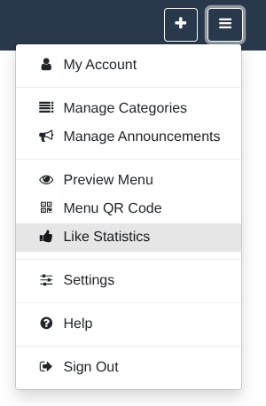 'Like Statistics' menu entry ‘Like Statistics’ menu entry