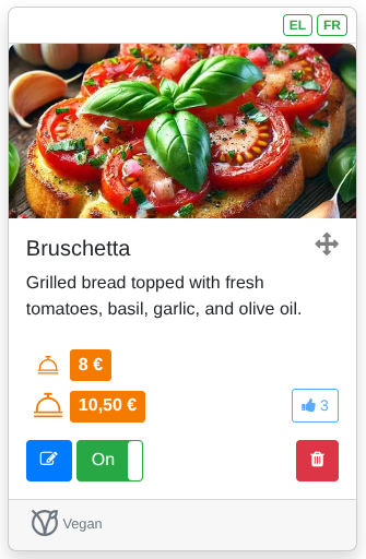 Menu item card - Translated