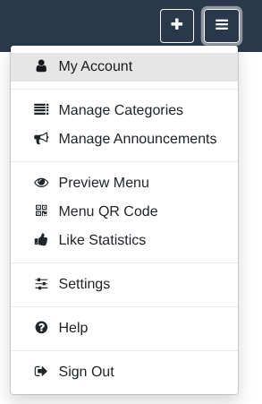'My Account' menu entry ‘My Account’ menu entry