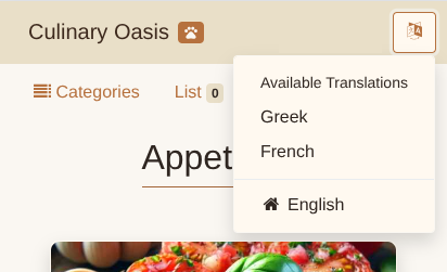 Translation menu