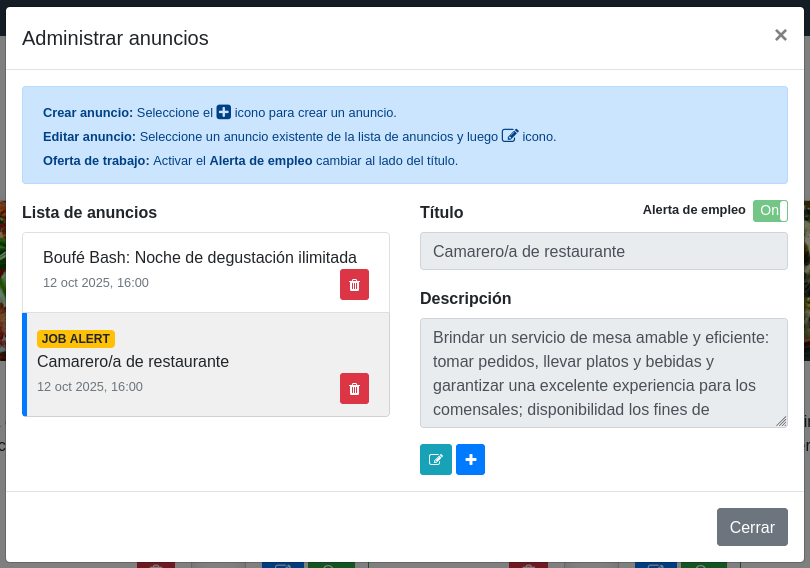 Ventana «Administrar anuncios» Ventana «Administrar anuncios»