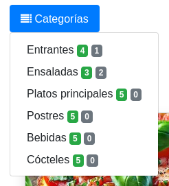 Menú desplegable «Categorías» Menú desplegable «Categorías»