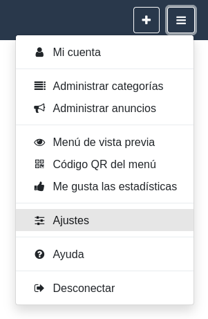Menú «Opciones y ajustes» - Ajustes Menú «Opciones y ajustes» - Ajustes