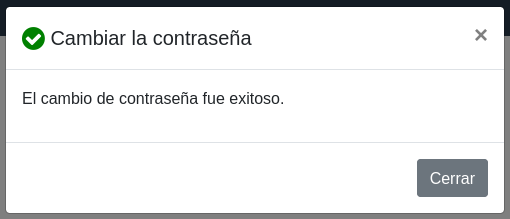 Cambio de contraseña: éxito Cambio de contraseña: éxito