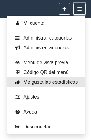 Entrada de menú «Me gusta las estadísticas» Entrada de menú «Me gusta las estadísticas»