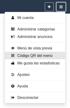 Código QR del menú Código QR del menú