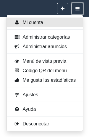 Entrada de menú «Mi cuenta» Entrada de menú «Mi cuenta»