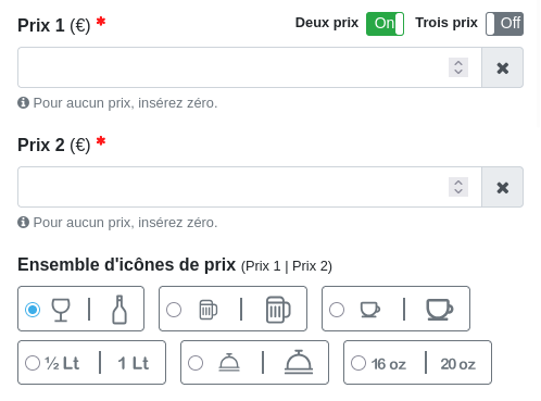 Fenêtre « Ajouter un article » — avec deux prix