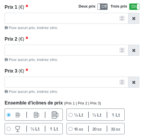 Fenêtre « Ajouter un article » — avec trois prix