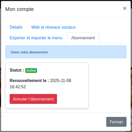 Informations sur l’abonnement