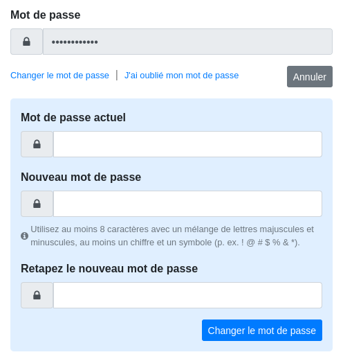 Changer le mot de passe