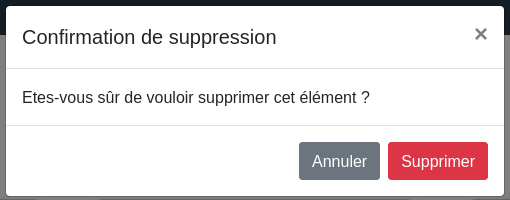 Fenêtre « Confirmation de suppression »
