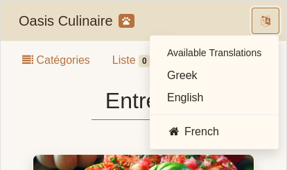 Menu des traductions