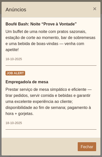 Janela de anúncios – vista do cliente