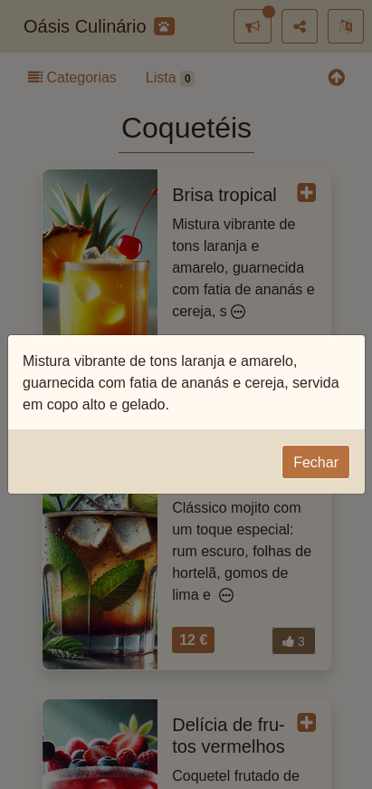 Cartão de item – descrição completa