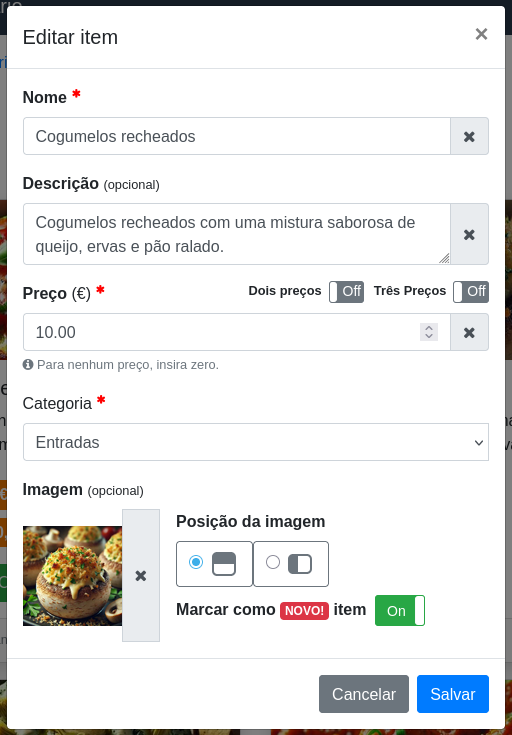 ‘Janela “Editar item”’