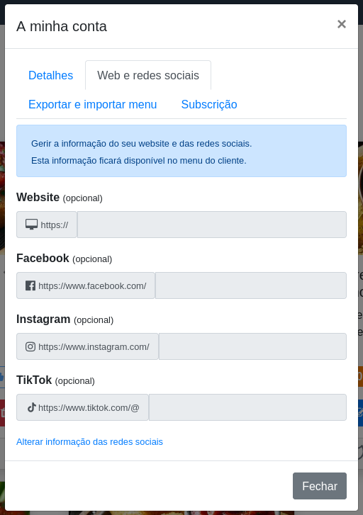 ’Janela “A minha conta” – Web e redes sociais