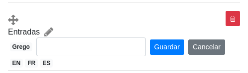 Gerir categorias – Adicionar tradução