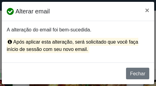 Alterar email – Sucesso