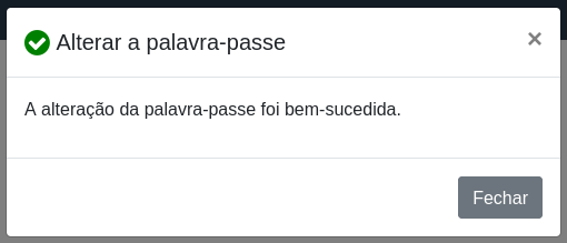 Alterar palavra‑passe – Sucesso