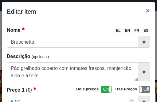 Editar item – Traduções