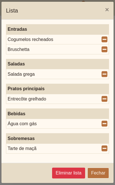 ’Janela “Lista” – Com itens