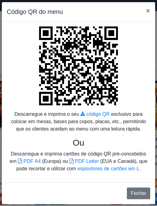 ‘Janela “Código QR do Menu”’