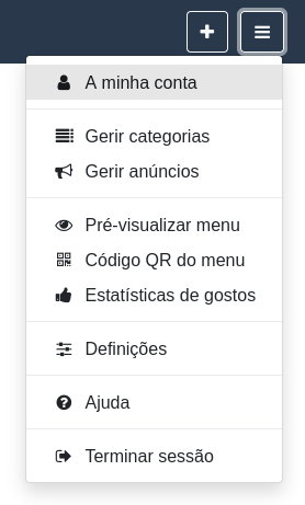 ‘Entrada de menu “A minha conta”’
