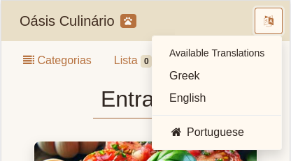 Menu de traduções